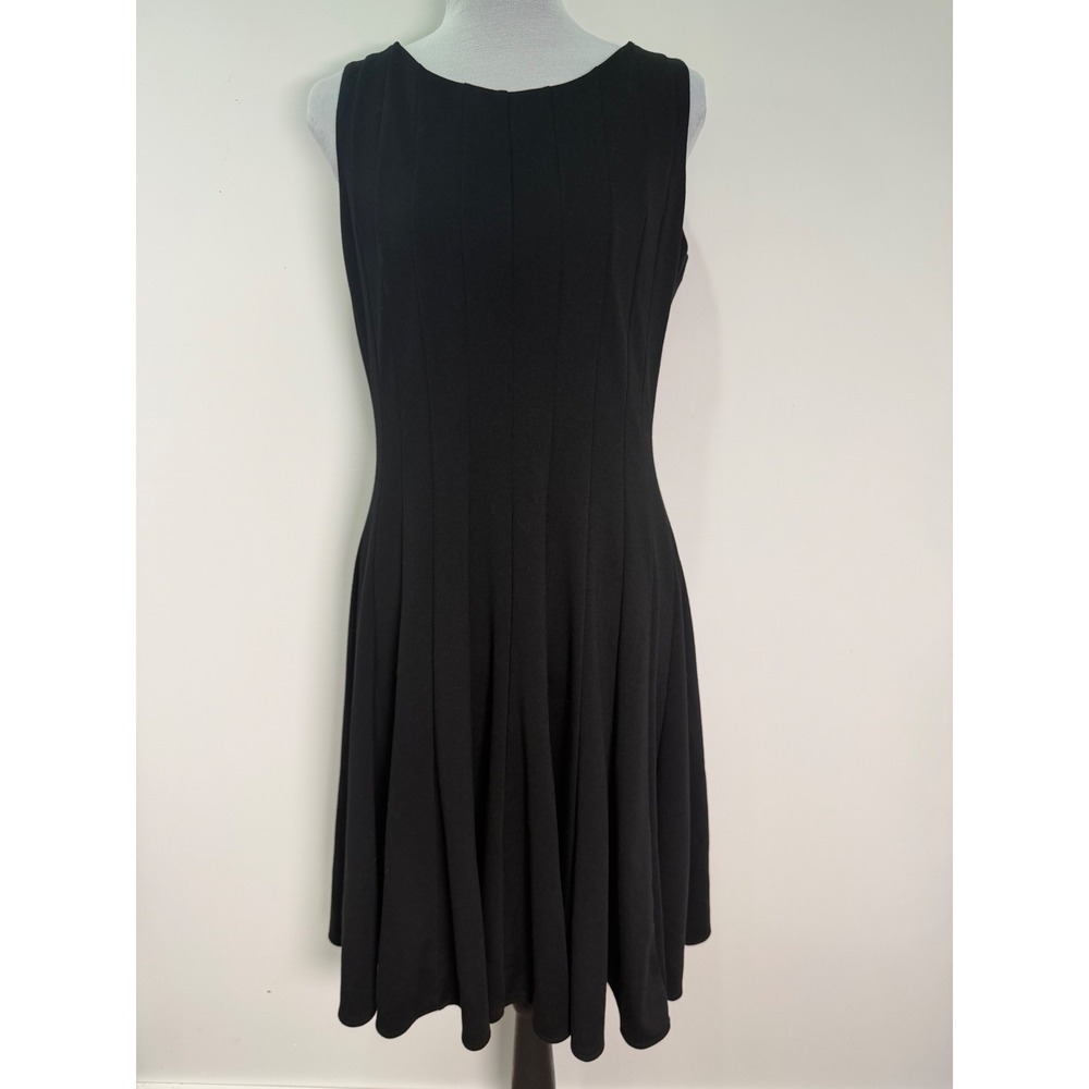 Calvin Klein Black Pintuck Fit and Flare Dress Sleeveless CD0P9L25 BLK